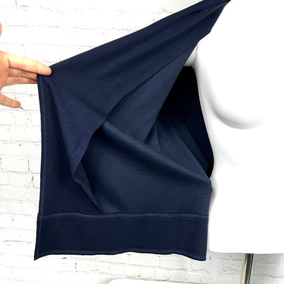 ⏳••NWOT |•FIFTEEN TWENTY•| Navy Blue Drape Leather Patch Cardigan•• - Picture 8 of 14